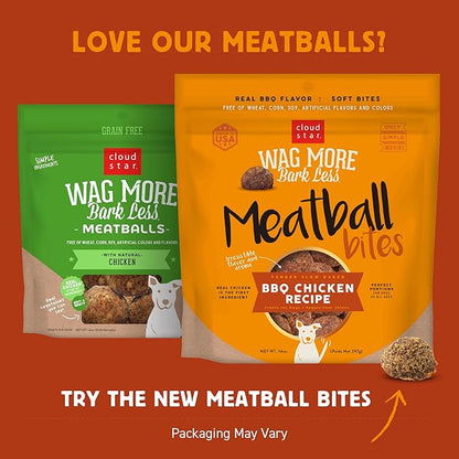 Cloud Star Wag More Bark Less Meatballs – Soft Grain Free Real Natural Chicken Dog Treats, Chicken 14 oz.