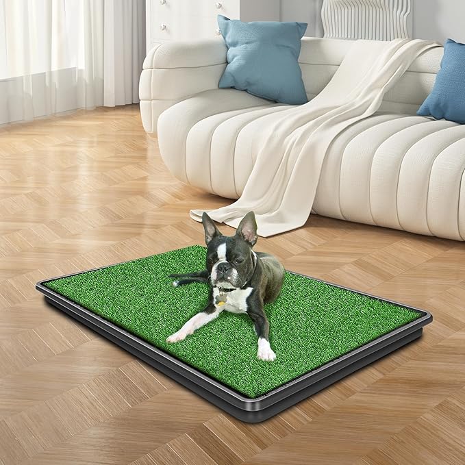 Dog Grass Pad with Tray, Dog Potty Grass for Puppy Training, Artificial Fake Grass for Dogs to Pee on Indoor Outdoor
