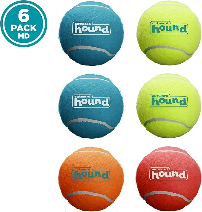 Outward Hound Squeaker Ballz Fetch Dog Toy, Medium, 6-Pack