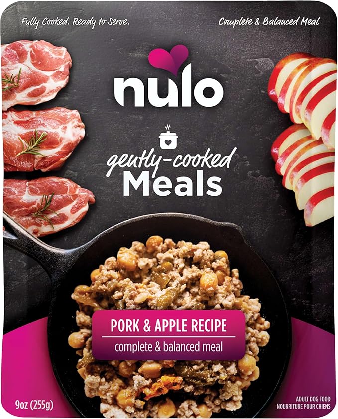 Nulo Gently-Cooked Meals Complete and Balanced Adult Wet Dog Food, Pork & Apple, 9 Ounce, 8 Count
