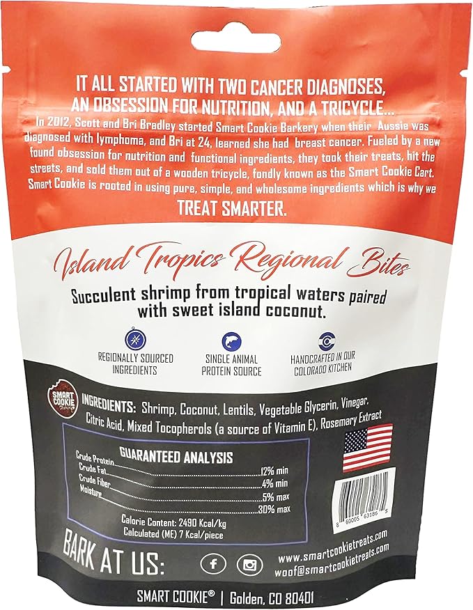 All Natural Dog Treats - Shrimp & Coconut - Training Treats for Dogs with Allergies, Sensitive Stomachs - Soft Dog Treats, Chewy, Grain Free, Human-Grade, Made in USA - 5oz, Pack of 3