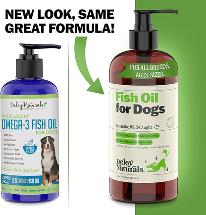 Wild Caught Fish Oil for Dogs - 16oz - Omega 3-6-9, GMO Free - Reduces Shedding, Supports Skin, Coat, Joints, Heart, Brain, Immune System - Highest EPA & DHA Potency - Only Ingredient is Fish