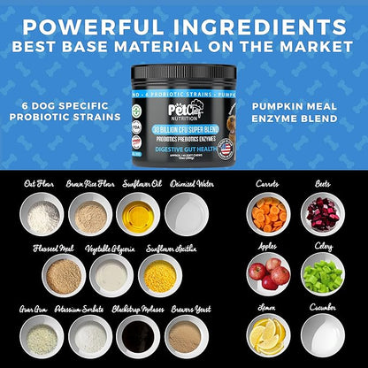 Pet Chef Probiotic Chews for Dogs-Digestive Health Support, Stops Yeast Infections, Relief for Itchy Dog Skin & Ears, Probiotics & Enzymes for Dog Gut Health - Natural Vitamins & Dog Supplements