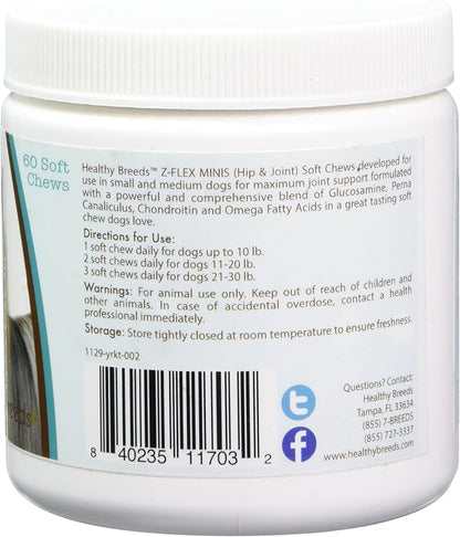Healthy Breeds Yorkshire Terrier Z-Flex Minis Hip and Joint Support Soft Chews 60 Count