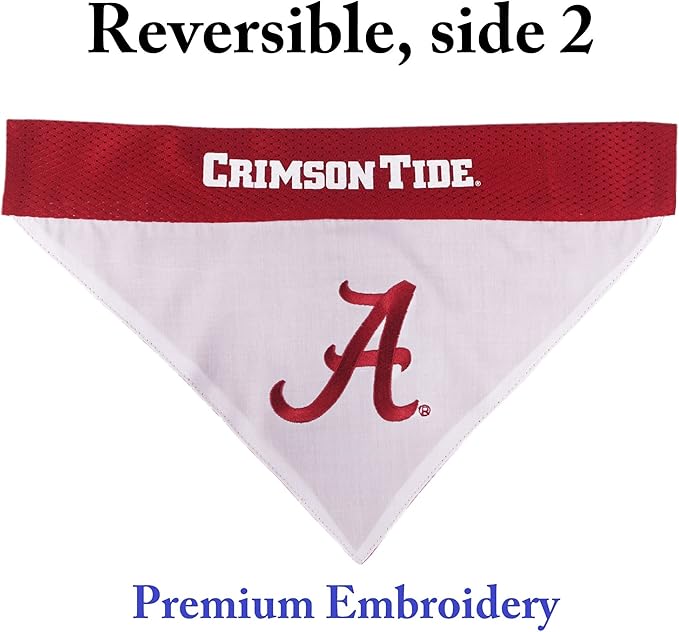 Pets First Collegiate Pet Accessories, Reversible Bandana, Alabama Crimson Tide, Large/X-Large (Pack of 2)
