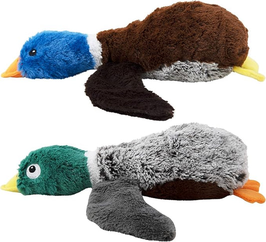 Outward Hound Flapperz Plush Crinkle Duck Dog Toy, 2-Pack - Grunt, Crinkle & Flop, Small