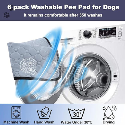 6 Pack Upgrade Washable Pee Pads for Dogs, Reusable Dog Pee Pads and Small Pets, Absorbent and Non-Slip Puppy Pads, Pet Training Pads, Waterproof Whelping Pads 14x20 inchs Potty Mat