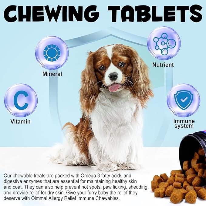 Dog Allergy Relief Chews, Itch Relief for Dogs, Allergy Relief Dog Treats w/Omega 3 + Pumpkin + Enzymes, Anti Itch Support & Hot Spots, Skin & Coat Immune Health Supplement for Dogs