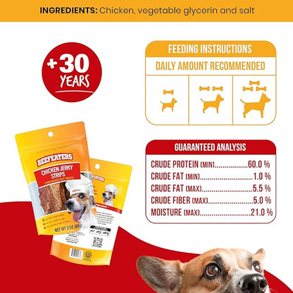 Beefeaters Chicken Jerky Strips Dog Treat, 3oz -Case of 6