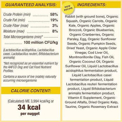 Primal Freeze Dried Dog Food Nuggets, Rabbit; Complete & Balanced Meal; Also Use as Topper or Treat; Premium, Healthy, Grain Free, High Protein Raw Dog Food, 14 oz