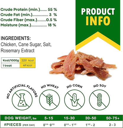 Beloved Pets Chicken Jerky Dog Treats 11 OZ - All Natural and Healthy Snacks for Large & Small Dogs - Grain Free and High Protein Meat - Human Grade Pet Chews
