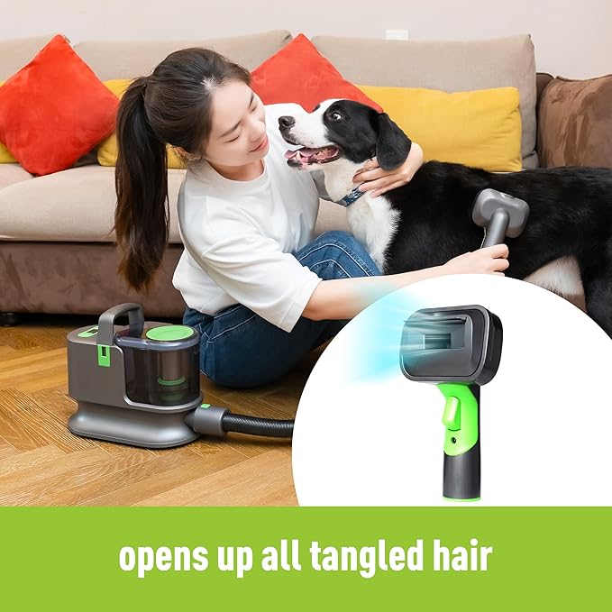 Vkiskli Pet Clipper Grooming & Pet Grooming Vacuum Kit,Low Noise Technology Picks Up 99% Pet Hair,4 in 1 Proven Grooming Tools,1.2L Capacity Pet Hair Dust Cup (with Clipper)
