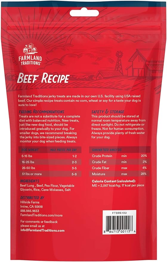 Farmland Traditions Beef Recipe Dog Jerky Sticks (14.4 oz. total (12 pack- 1.2 oz each))
