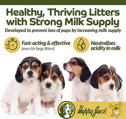 HAPPY JACK Milkade Dog Breeding & Nursing Supplies, Milk Production Aid for Female Dogs & Healthy Litter, Pregnant Prenatal Vitamin with Vitamin B1 (2 oz)