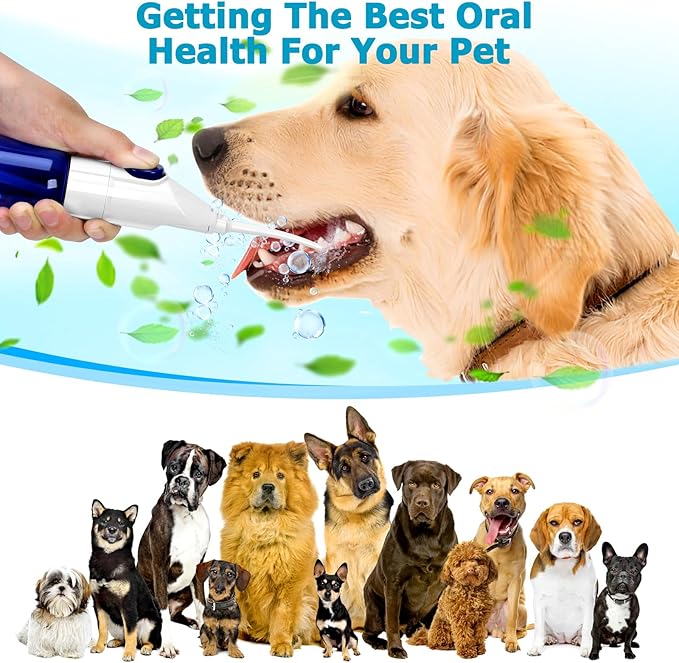 Pet Manually Tooth Cleaner - Equipped for Dog Finger Toothbrush, 2 Nozzles, for Dog and Cat Teeth Cleaning & Dental Care, Cat and Dog Toothbrush, Tooth Brushing Kit Suitable for Dog and Cat