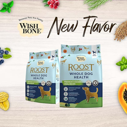Wishbone Roost New Zealand Chicken Dry Dog Food, Gluten-Free, Grain-Free Formula for Overall Pet Health - 4 lb