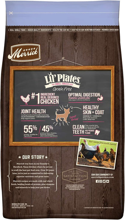 Merrick Lil’ Plates Premium Grain Free Dry Puppy Food for Small Dogs, Real Chicken and Sweet Potato Kibble - 12.0 lb. Bag