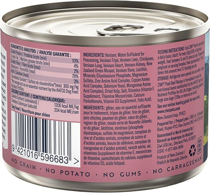 ZIWI Peak Canned Wet Dog Food – All Natural, High Protein, Grain Free, Limited Ingredient, with Superfoods (Venison, Case of 12, 6oz Cans)