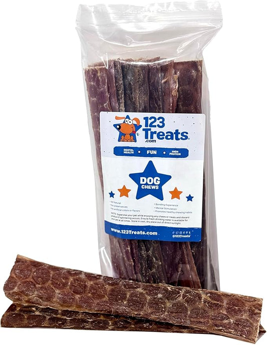 Esophagus Dog Treats - Large Gullet sticks for dogs (12 Inches - 20 Count) 100% Natural beef jerky for Medium to Large Dogs