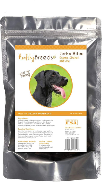 Healthy Breeds German Wirehaired Pointer Jerky Bites Chicken & Rice Recipe Dog Treats 5 oz