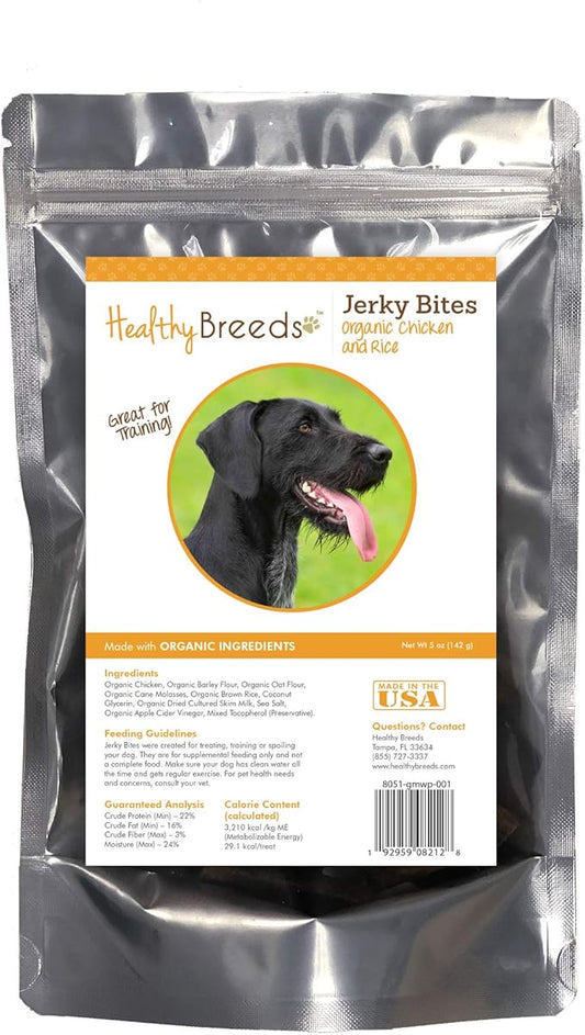Healthy Breeds German Wirehaired Pointer Jerky Bites Chicken & Rice Recipe Dog Treats 5 oz