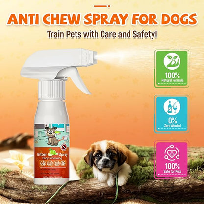 Bitter Apple Spray for Dogs to Stop Chewing, Anti Chew Behavior Training Aid for Dogs and Cats, Bitter Yuck Spray for Dogs Prevent Chewing Licking of Bandages, Paws, Shoes, Fur and Furniture