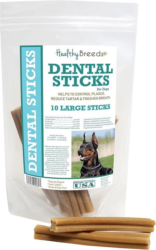 Healthy Breeds Doberman Pinscher Dental Sticks Large 10 Count