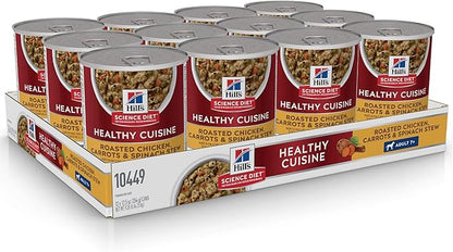 Hill's Science Diet Healthy Cuisine, Senior Adult 7+, Senior Premium Nutrition, Wet Dog Food, Roasted Chicken, Carrots & Spinach Stew, 12.5 oz Can, Case of 12