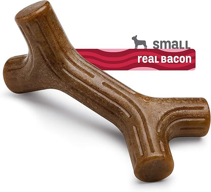 Benebone Bacon Stick Real Wood Durable Dog Chew Toy, Made in USA, Small