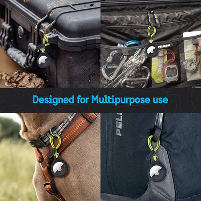 Pelican Protector AirTag Holder - AirTag Keychain w/ Rugged Strap Loop [Impact Resistant] [Travel Essentials] - Protective Apple AirTag Case for Dog Collar, Backpack ,Keys ,Luggage -Black/Yellow