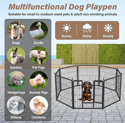 HealSmart Dog Playpen Indoor, Puppy Playpen Indoor for Yard, Camping, 32" Height 8 Panels Heavy Duty Dog Pen for Small/Medium Dogs, Black