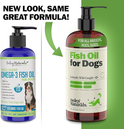 Wild Caught Fish Oil for Dogs - 32oz - Omega 3-6-9, GMO-Free - Reduces Shedding, Supports Skin, Coat, Joints, Heart, Brain, Immune System - Highest EPA & DHA Potency - Only Ingredient is Fish