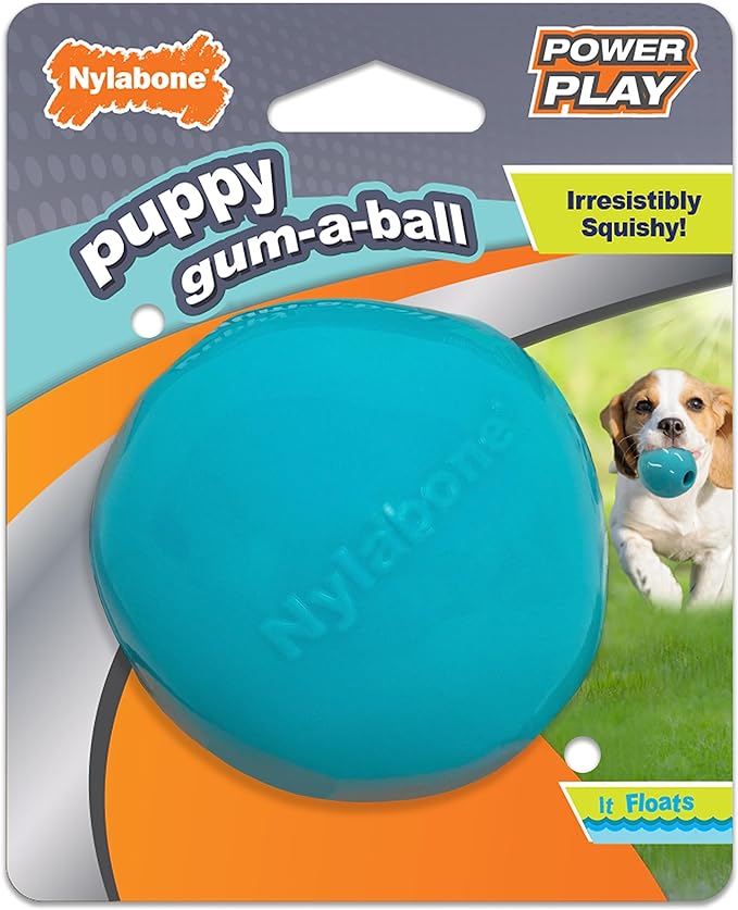 Nylabone Power Play Puppy Gum-a-Ball, Puppy Ball - Interactive Puppy Enrichment Toys - Puppy Must Haves (1 Count)
