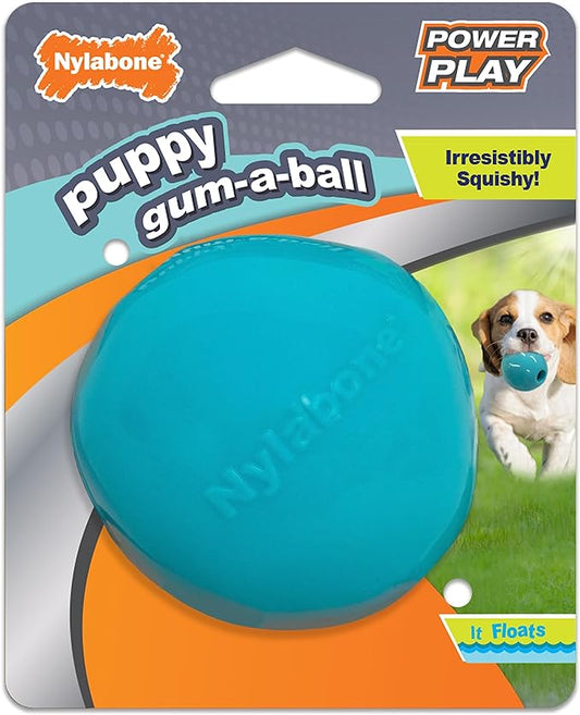 Nylabone Power Play Puppy Gum-a-Ball, Puppy Ball - Interactive Puppy Enrichment Toys - Puppy Must Haves (1 Count)