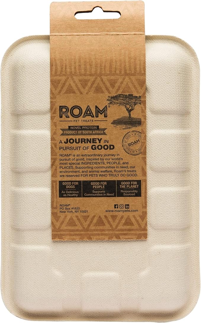 ROAM PET TREATS Ossy Jerky Dog Treats, Single Sourced Novel Protein Jerky Treats Made from Ostrich for Dog