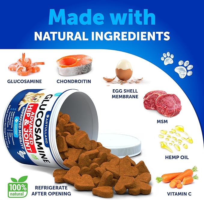 Glucosamine for Dogs - Hip and Joint Supplement for Dogs - Glucosamine Chondroitin For Dogs, Turmeric, MSM - Dog Glucosamine Support - Dog Joint Pain Relief Health - Mobility Treats - 120 Chews