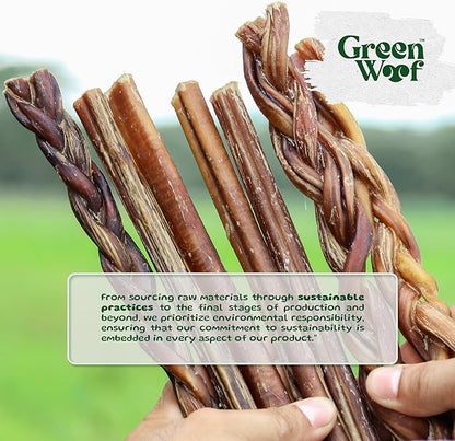 Braided Bully Sticks (12 Inch), Easily Digestible 100% Pure Beef Treats, Pasture-Raised, Organic, Grain-Free, Durable and Long-Lasting Chews for Medium & Large Dogs (Large, 5, Count)