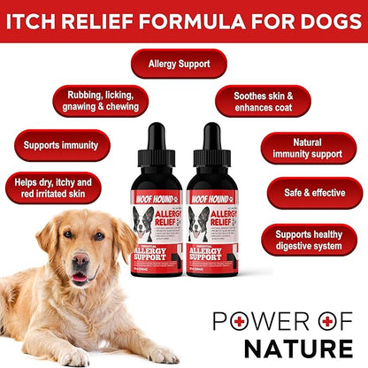 Dog Allergy Relief Formula Twin Pack (x2), Anti-Itch Skin & Coat Supplement, Dog Itching Skin Relief, Anti Itch for Dogs, Itchy Skin Relief for Dog, Dog Allergy Support, (4floz)
