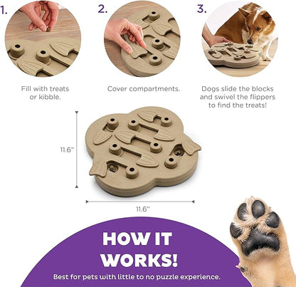 Outward Hound Nina Ottosson Dog Hide N' Slide Dog Puzzle Interactive Treat Puzzle Dog Enrichment Dog Toy, Level 2 Intermediate, Tan, Composite