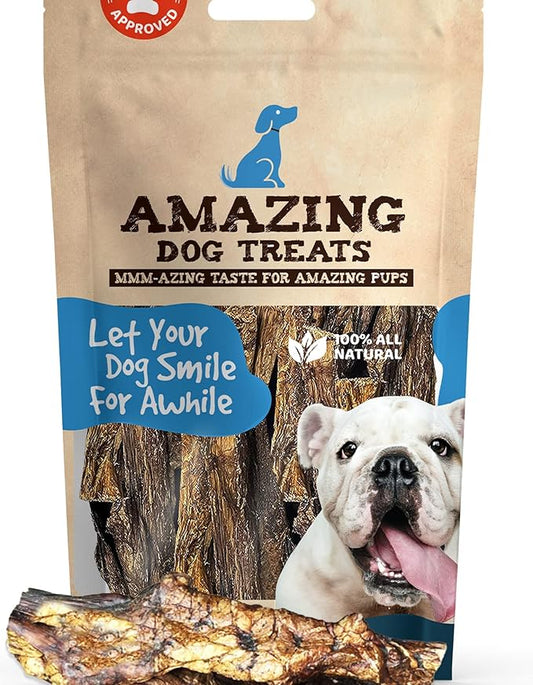 Amazing Dog Treats - 6 Inch Mega Thick Beef Lung Jerky Reward for Dogs | (10 Pc/Pk) | 100% Natural Beef Lung Snacks for Dogs | Single Ingredient High-Protein Low-Fat Grain-Free Beef Lung Dog Treats