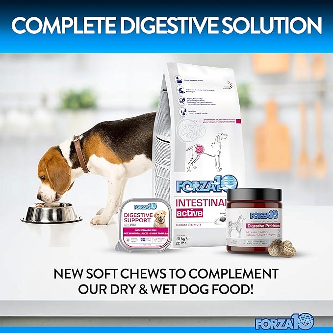Forza10 Dog Probiotics and Digestive Enzymes Chews Supplements, Duck Flavor Probiotics for Dogs Digestive Health and Gut, Pet Probiotics for Dogs with Diarrhea, Dog Gas Relief, Upset Stomach, 90 Ct.