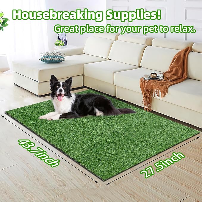 Loobani Dog Potty Grass Pad - 27.5x43.7 Artificial Grass Pee Pads for Dogs Potty Training Indoor Outdoor, Soft and Easy Cleaning Fake Grass Mat for Pets