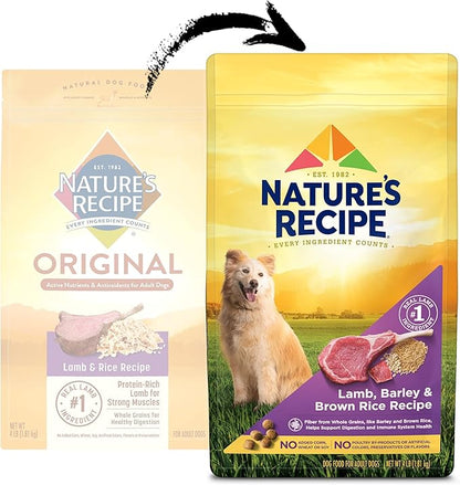 Nature′s Recipe Lamb, Barley & Brown Rice Recipe Dry Dog Food, 4 lb. Bag