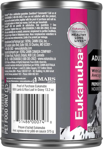 Eukanuba Adult With Lamb & Rice Canned Wet Dog Food, 13.2 oz Can (12-Count)