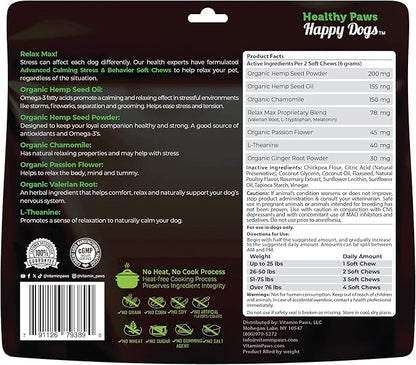 Calming Chews for Dogs | Hemp Anxiety Relief Treats | Melatonin for Dogs | Calm Relaxing Supplements for Separation Stress, Sleep, Nail Trimming, Storm, Barking, Canine Hyper Activity