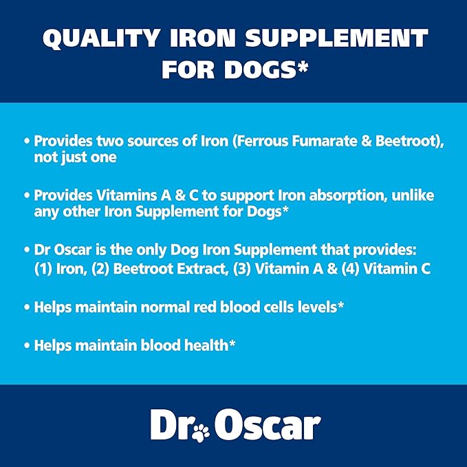 3in1 Blood Aid, Immunity & Energy for Dogs, Iron Supplement for Dogs, Helps Maintain Blood Health, Normal Red Blood Cells Levels & Normal Clothing Function, Iron for Dogs, Dog Iron Supplement