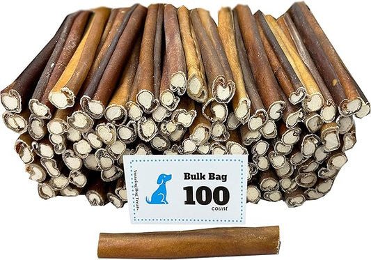 Amazing Dog Treats - 6 Inch Stuffed Bully Stick Filled Collagen Stick (100 Count) Collagen Bully Sticks for Dogs No Hide Filled Bones for Dogs - Stuffed Collagen for Dogs