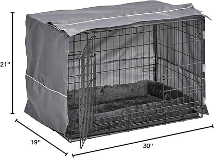MidWest Homes for Pets Double Door Dog Crate Kit Includes One Two-Door Matching Gray Bed & Crate Cover, 30-Inch Kit Ideal for Medium Dog Breeds