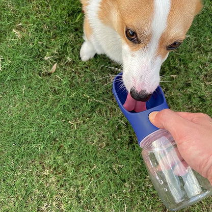 WePet Portable Dog Water Bottle with Food Container, 19 OZ + 6 OZ, Leak Proof Puppy Water Dispenser with Drinking Feeder for Pets Outdoor Walking, Hiking, Travel, Food Grade Plastic
