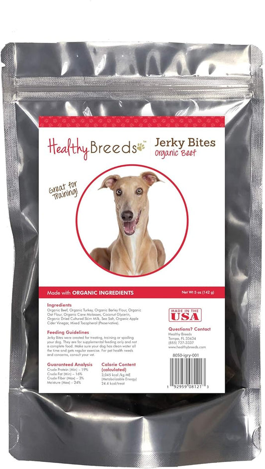 Healthy Breeds Italian Greyhound Jerky Bites Beef Recipe Dog Treats 5 oz